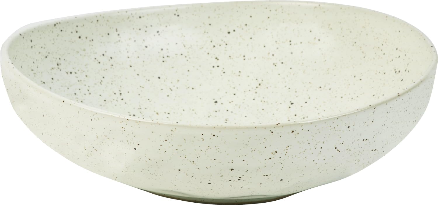 salomayes Wabi-Sabi Decorative Bowl, Matte Off-White Speckled Ceramic Key Bowl with Subtle Hammered Texture, One-of-a-Kind Artisan Glaze for Entryway or Kitchen Counter Décor
