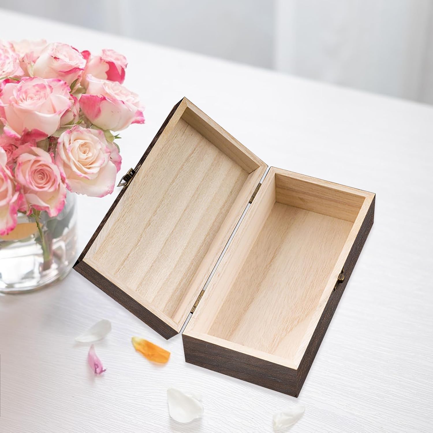Vintage Wooden Storage Box with Lid