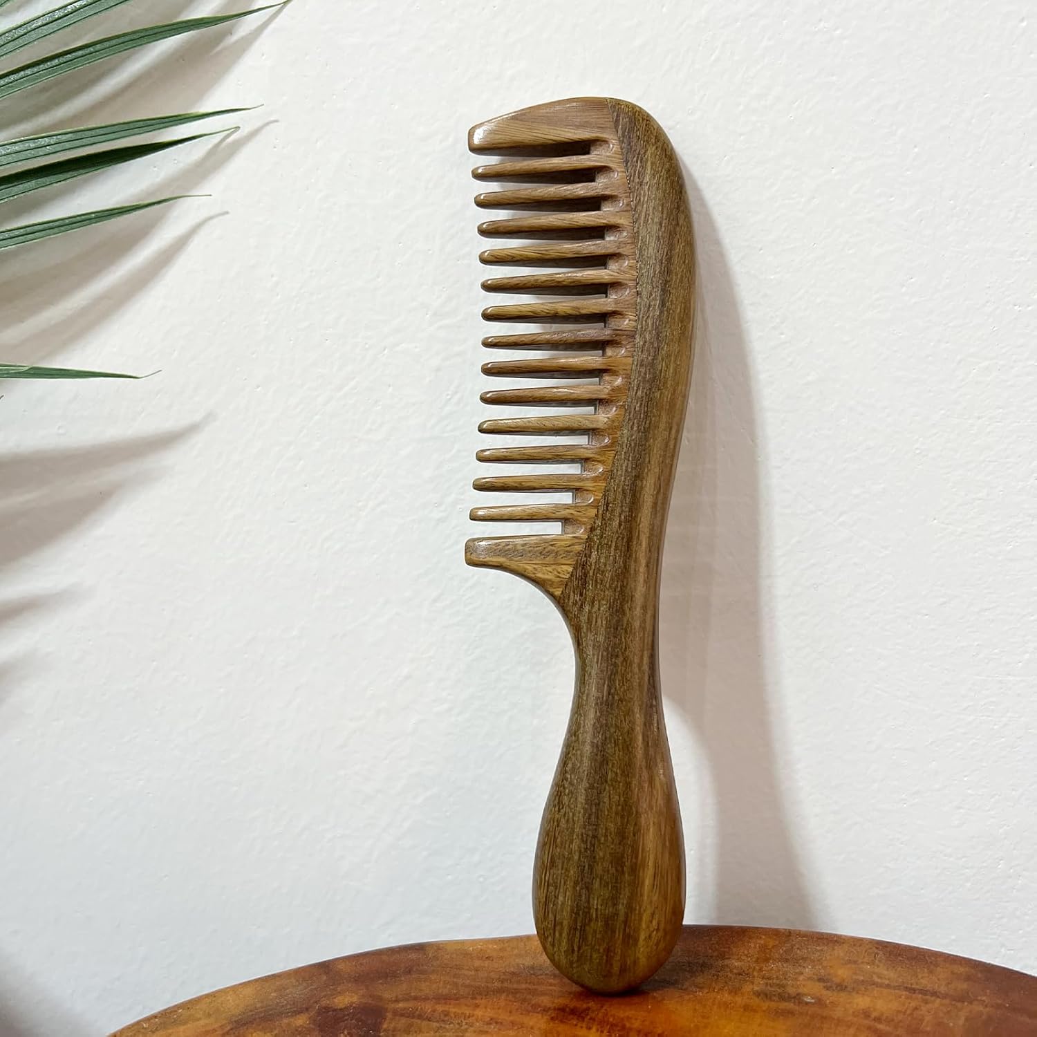 Green Sandalwood Wide Tooth Hair Comb for Detangling and Scalp Massage