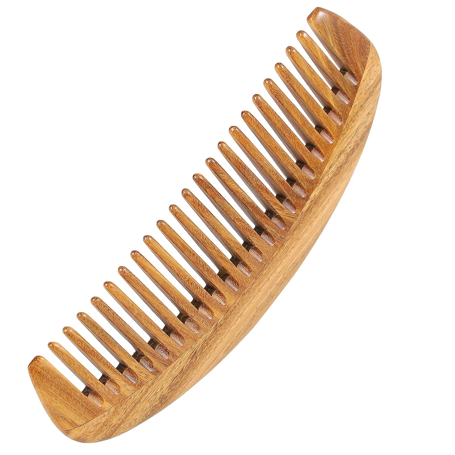 Handmade Green Sandalwood Wide Tooth Hair Comb – Anti-Static Detangler