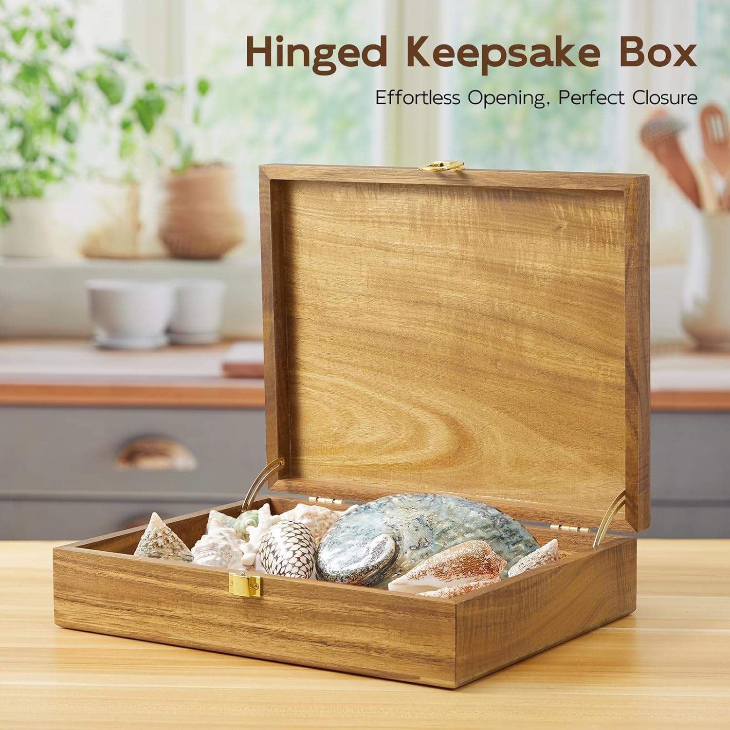 Acacia Wood Decorative Box with Lid – Small Jewelry Keepsake Box