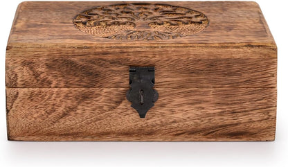 Handmade Mango Wood Keepsake Box with Tree of Life Engraving