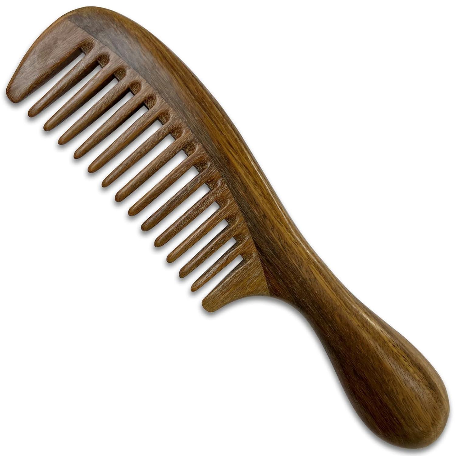 Green Sandalwood Hair Comb, Anti-Static Wooden Wide Tooth Comb for Detangling and Massage Hair