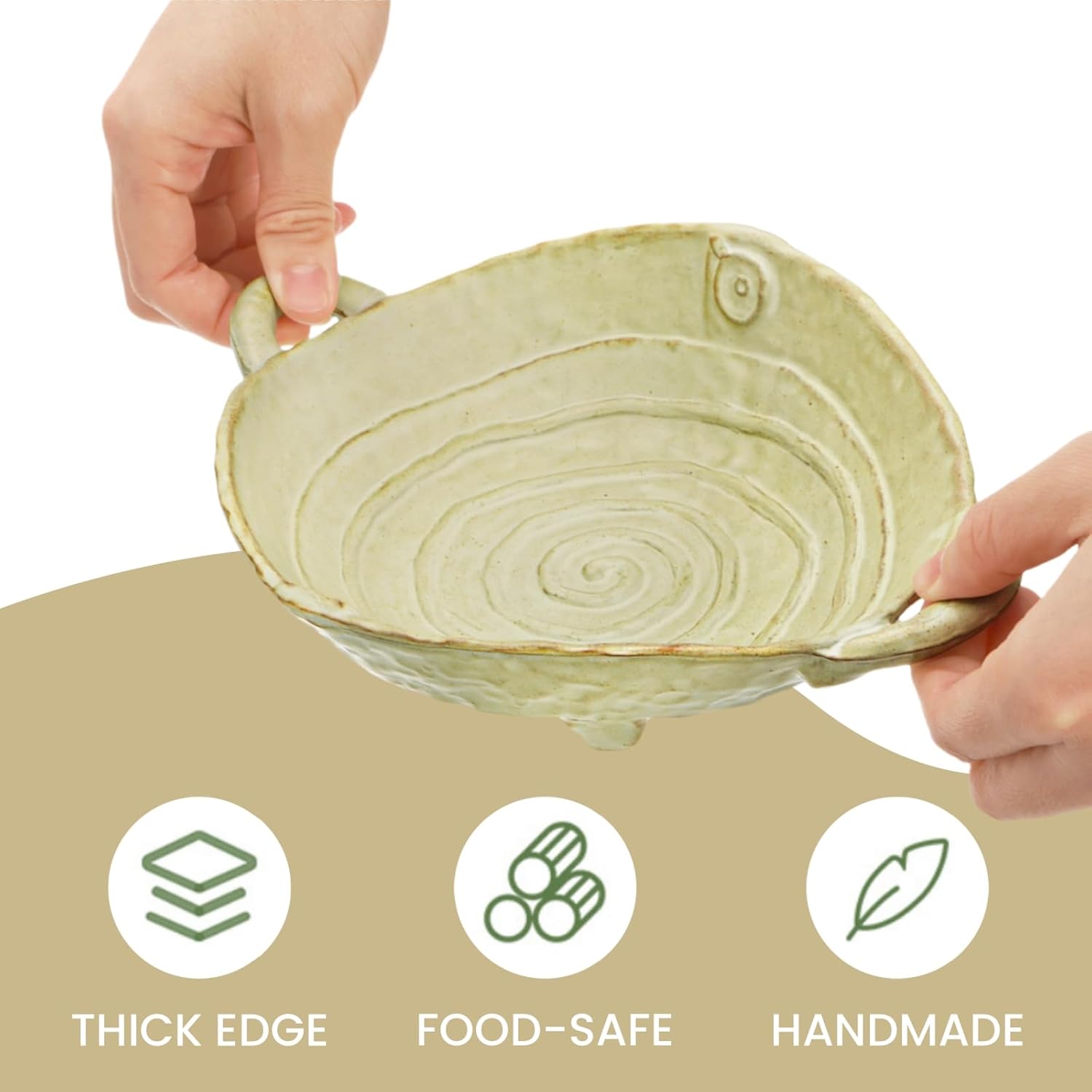 2 Piece Handmade Ceramic Decorative Bowl Set with Handles – Key Bowl and Fruit Dish (7.7")