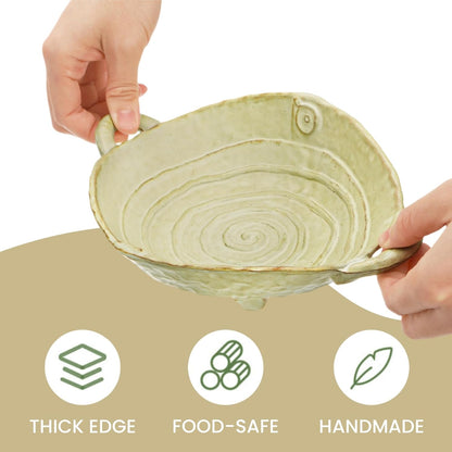 2 Piece Handmade Ceramic Decorative Bowl Set with Handles – Key Bowl and Fruit Dish (7.7")