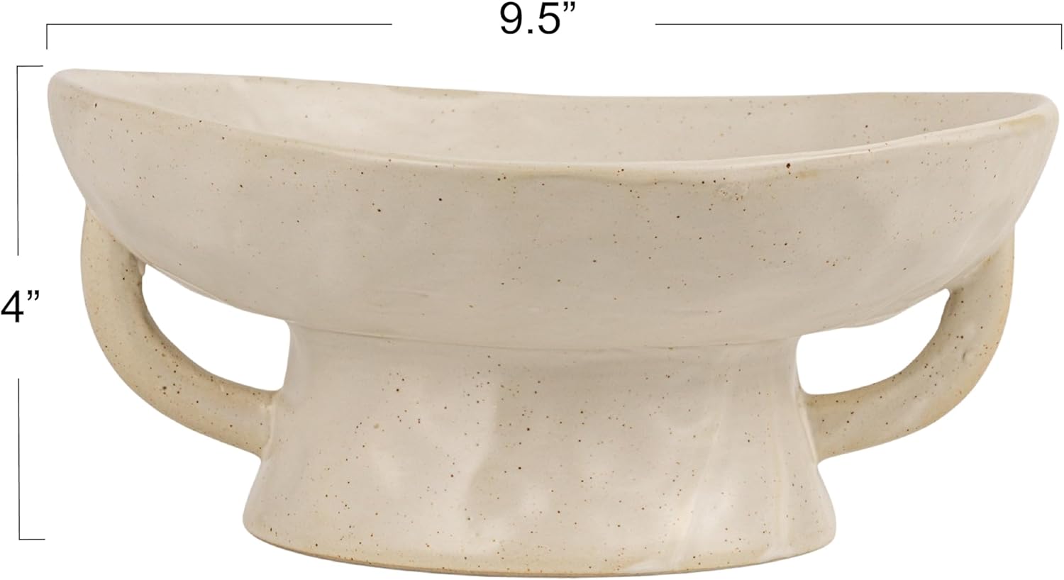 Stoneware Footed Pedestal Bowl with Handles and Reactive Glaze Finish