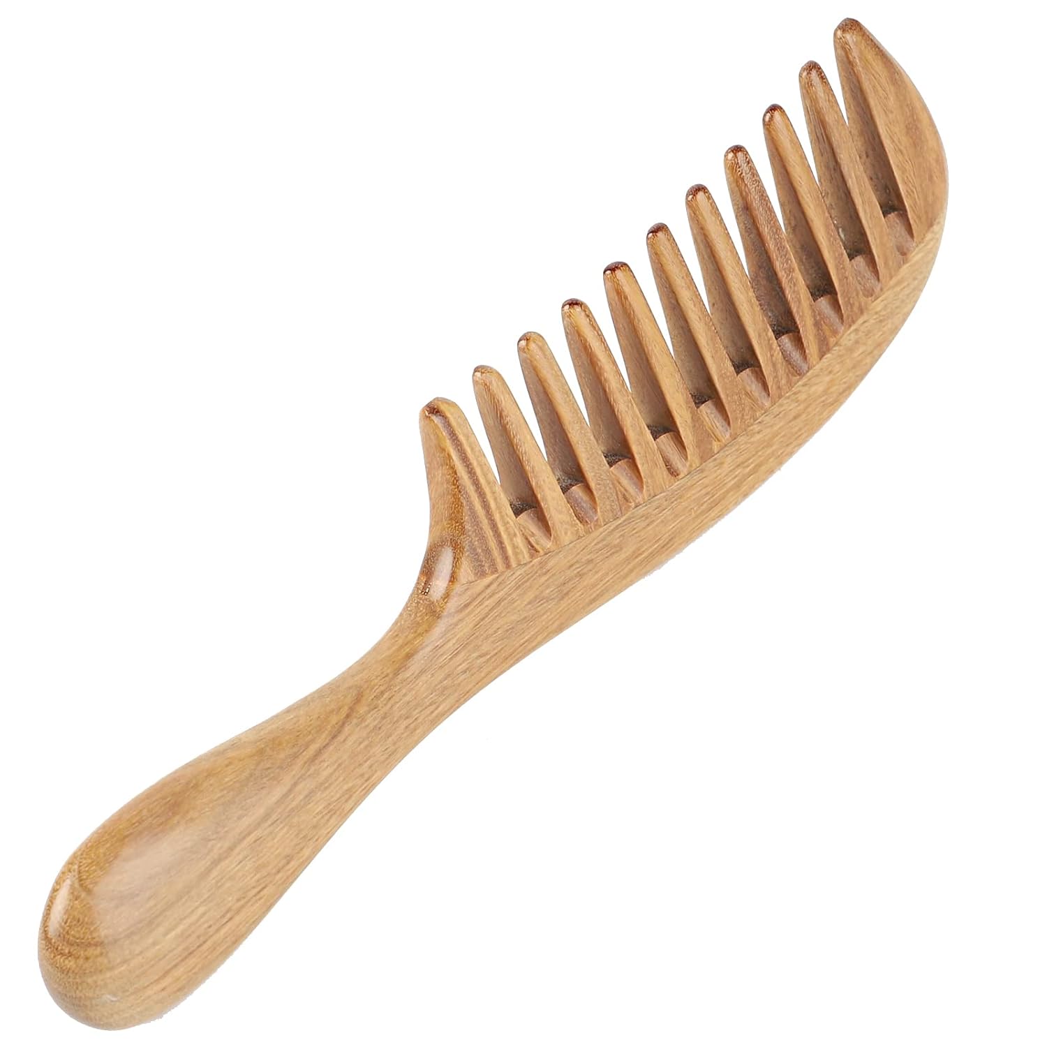 Handmade Green Sandalwood Wide Tooth Hair Comb – Anti-Static Detangler