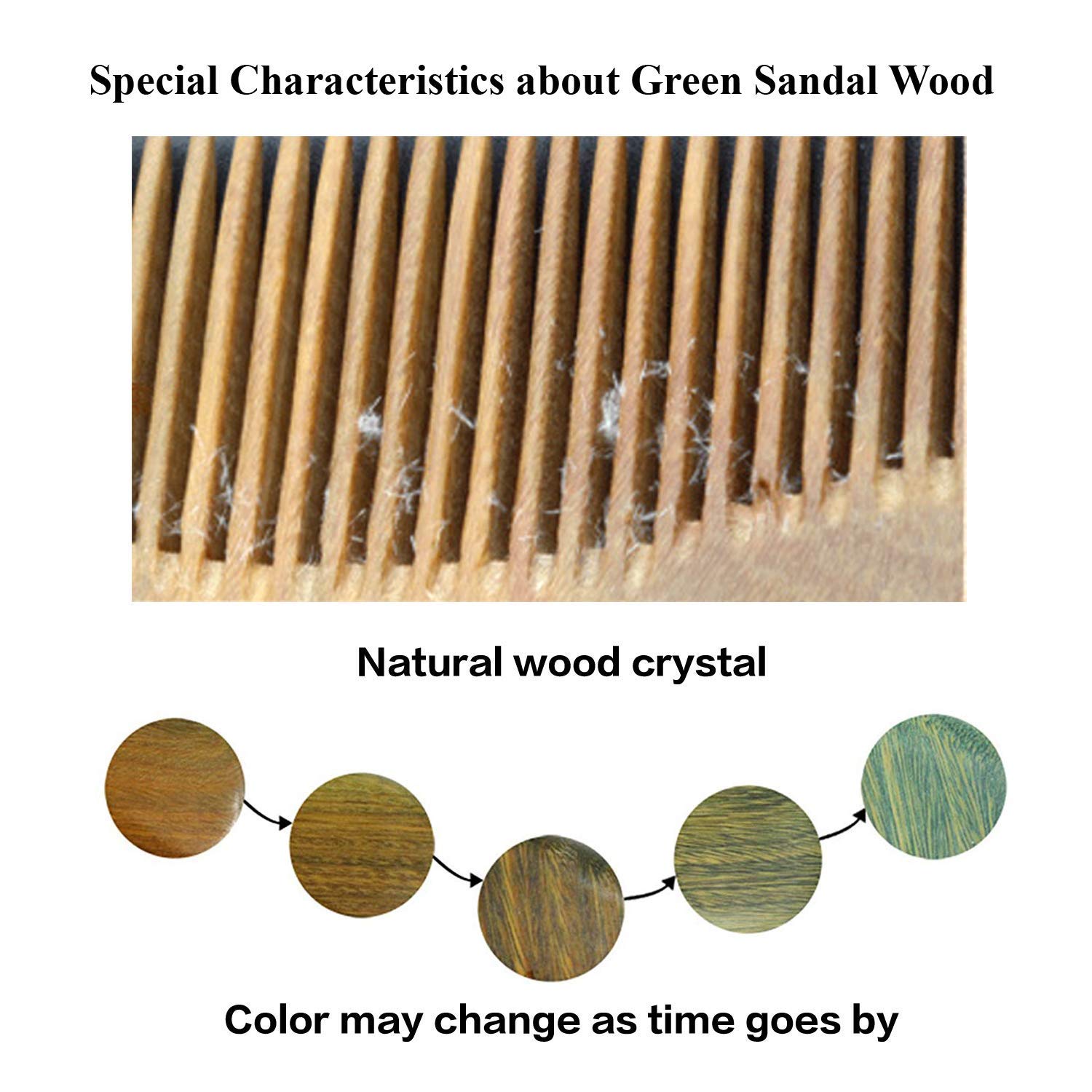Handmade Green Sandalwood Wide Tooth Hair Comb – Anti-Static Detangler
