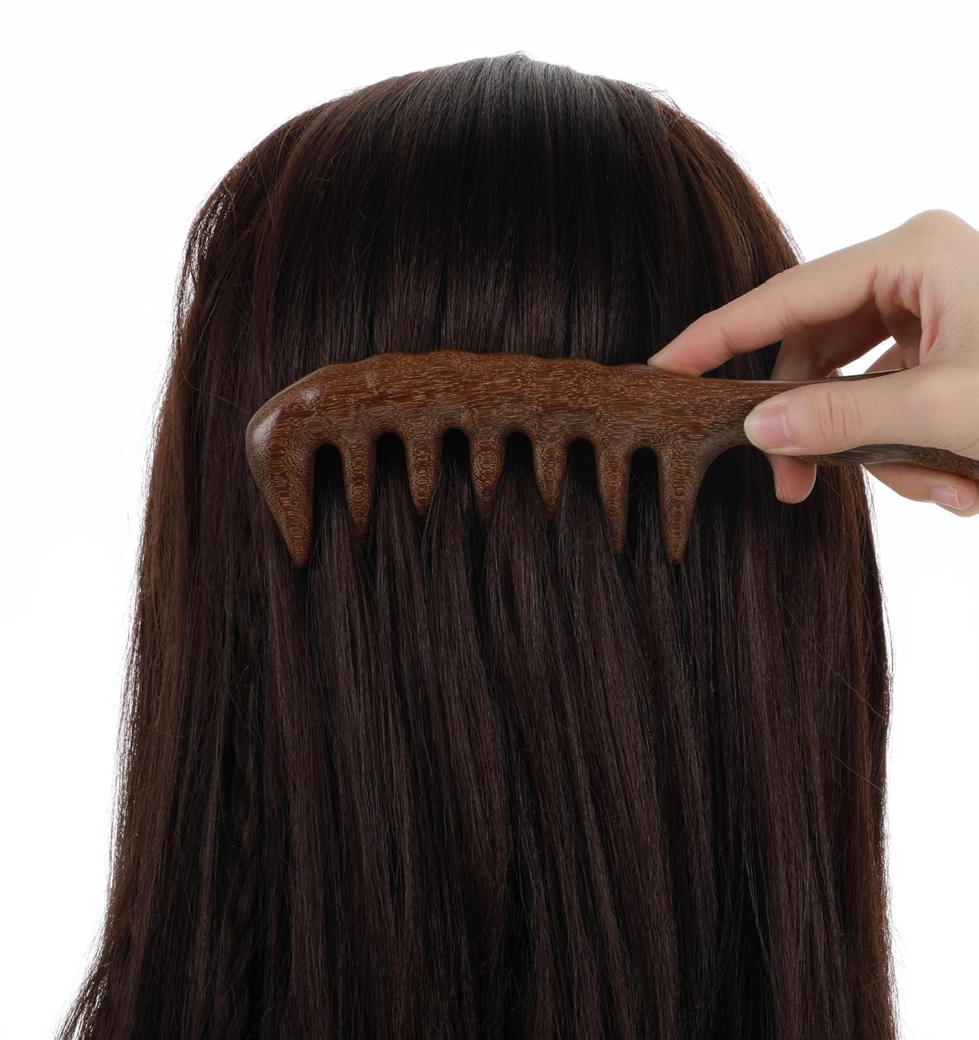 Natural Sandalwood Wide Tooth Comb for Curly Hair and Scalp Massage