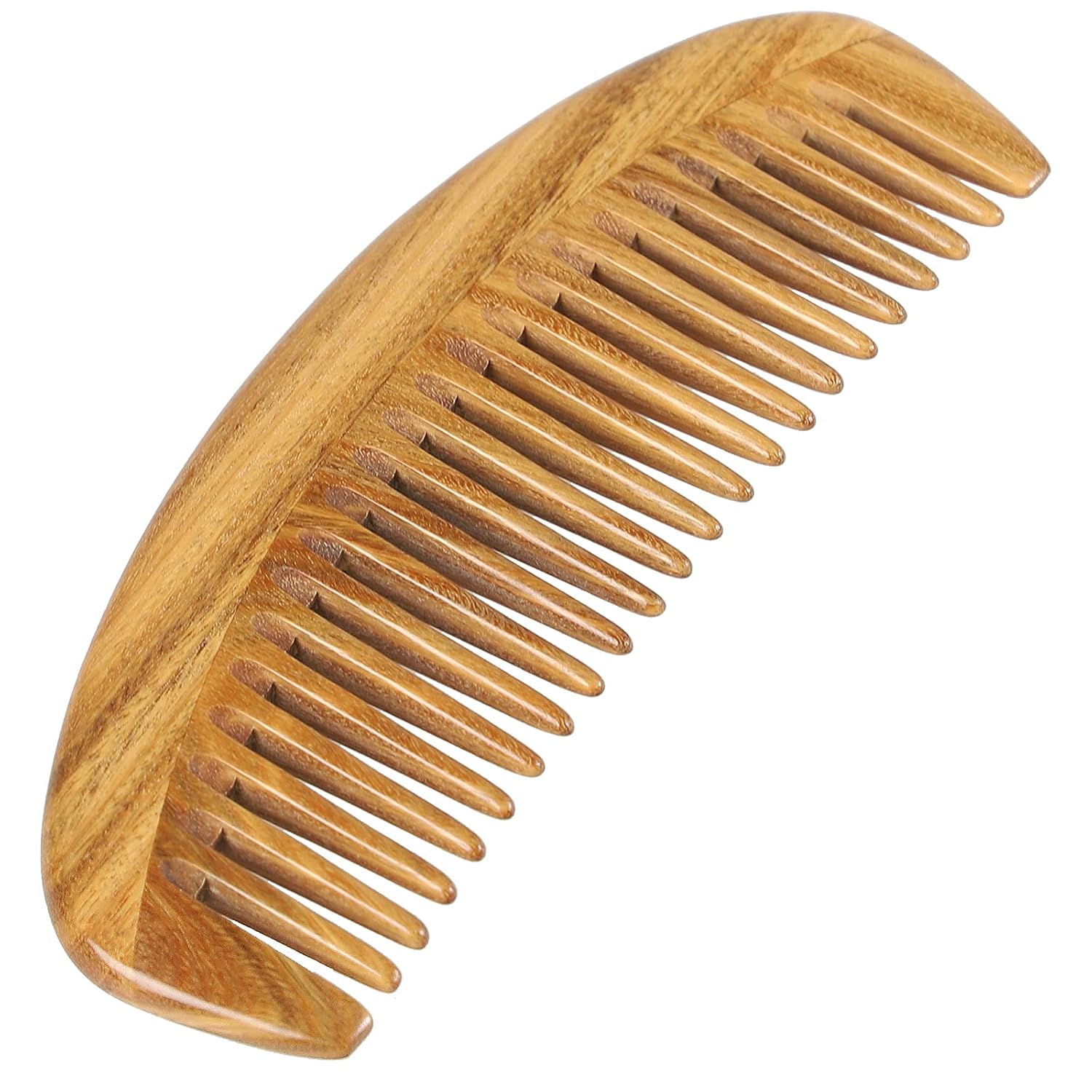Handmade Green Sandalwood Wide Tooth Hair Comb – Anti-Static Detangler