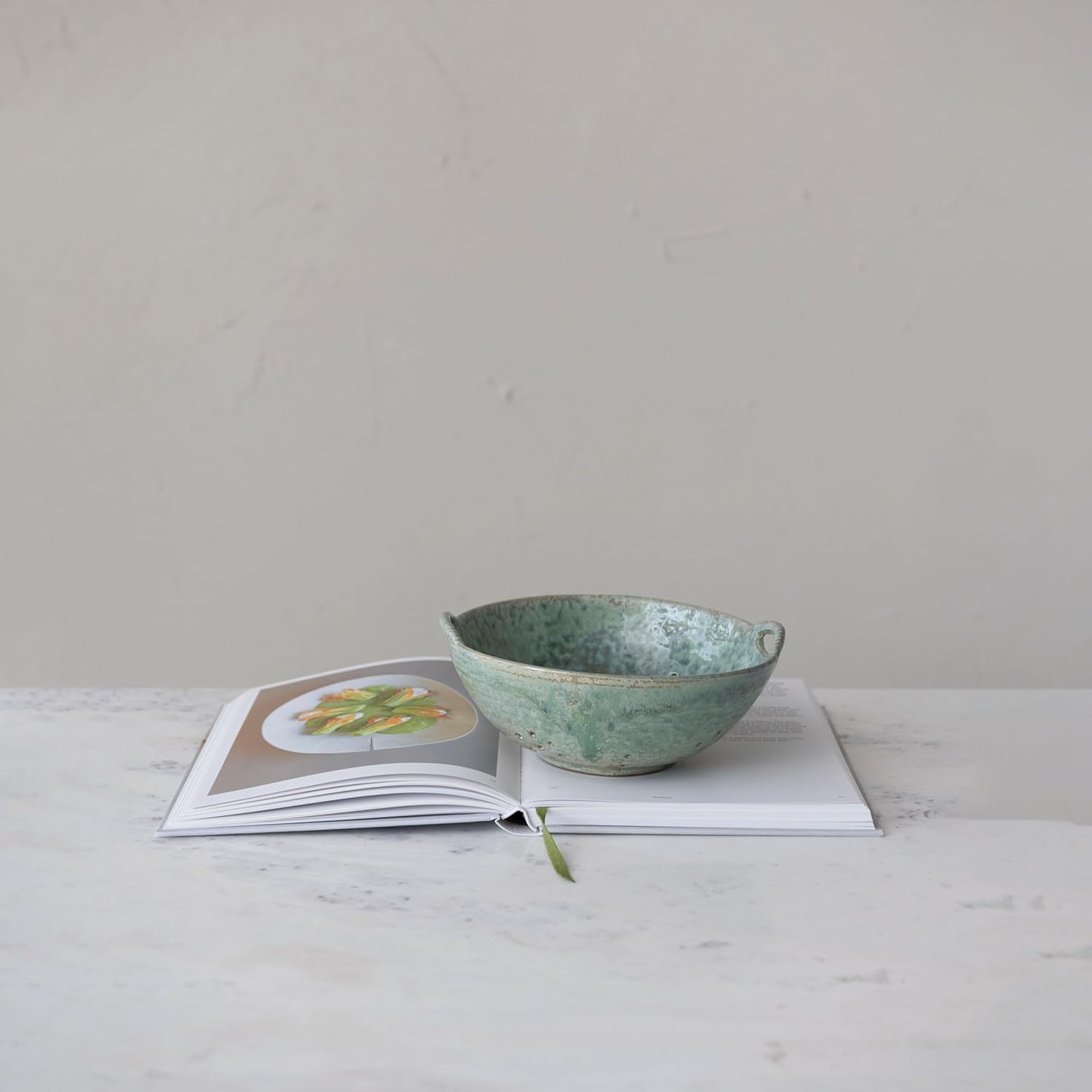 Stoneware Berry Bowl with Handles – Aqua Reactive Glaze
