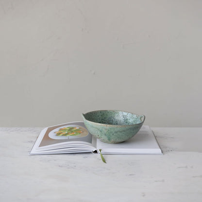 Stoneware Berry Bowl with Handles – Aqua Reactive Glaze