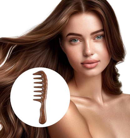 Natural Sandalwood Wide Tooth Comb for Curly Hair and Scalp Massage