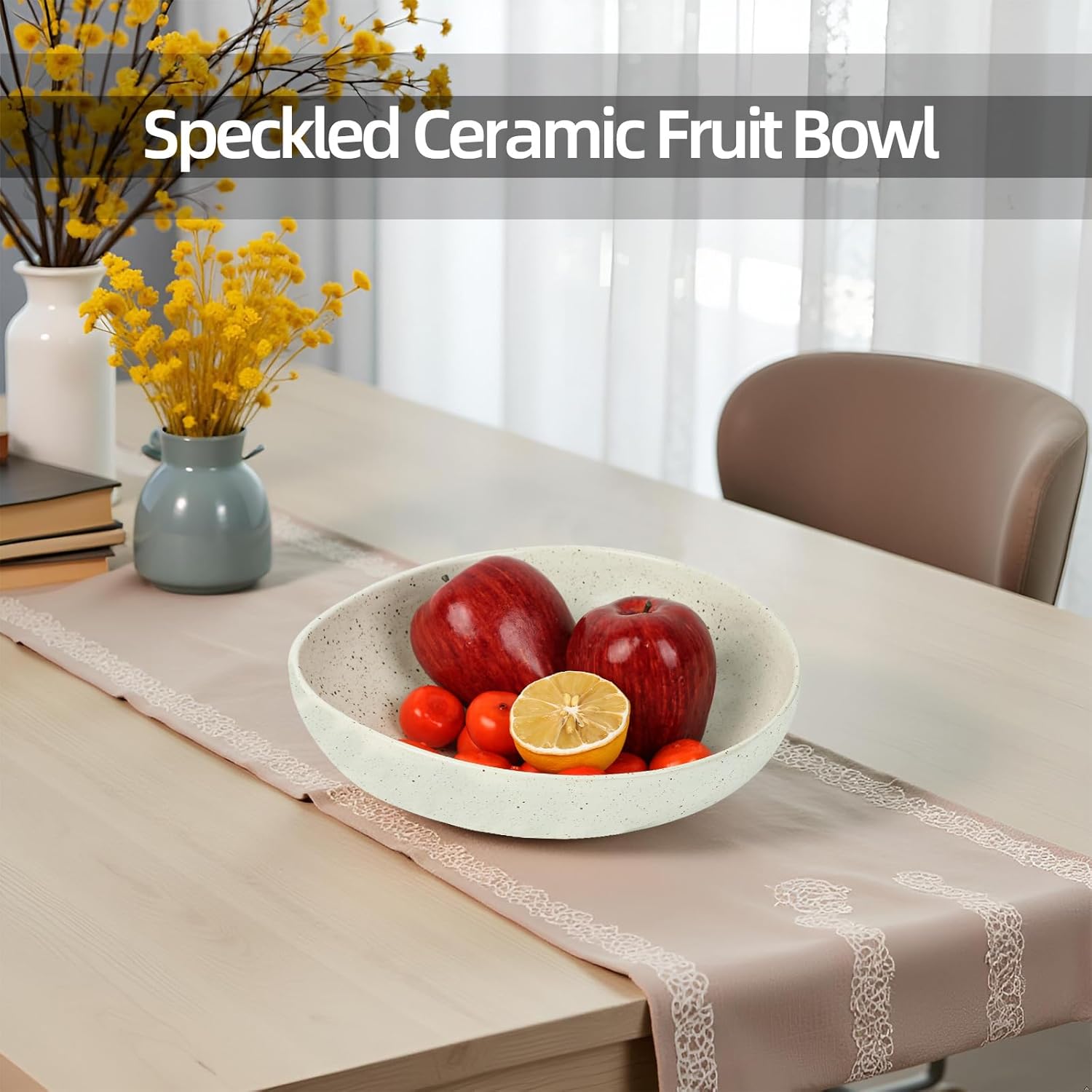 Wabi-Sabi Ceramic Decorative Bowl with Speckled Matte Finish
