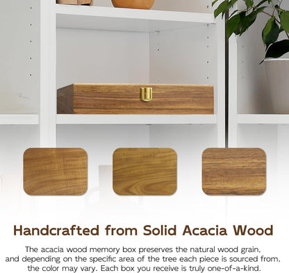 Acacia Wood Decorative Box with Lid – Small Jewelry Keepsake Box