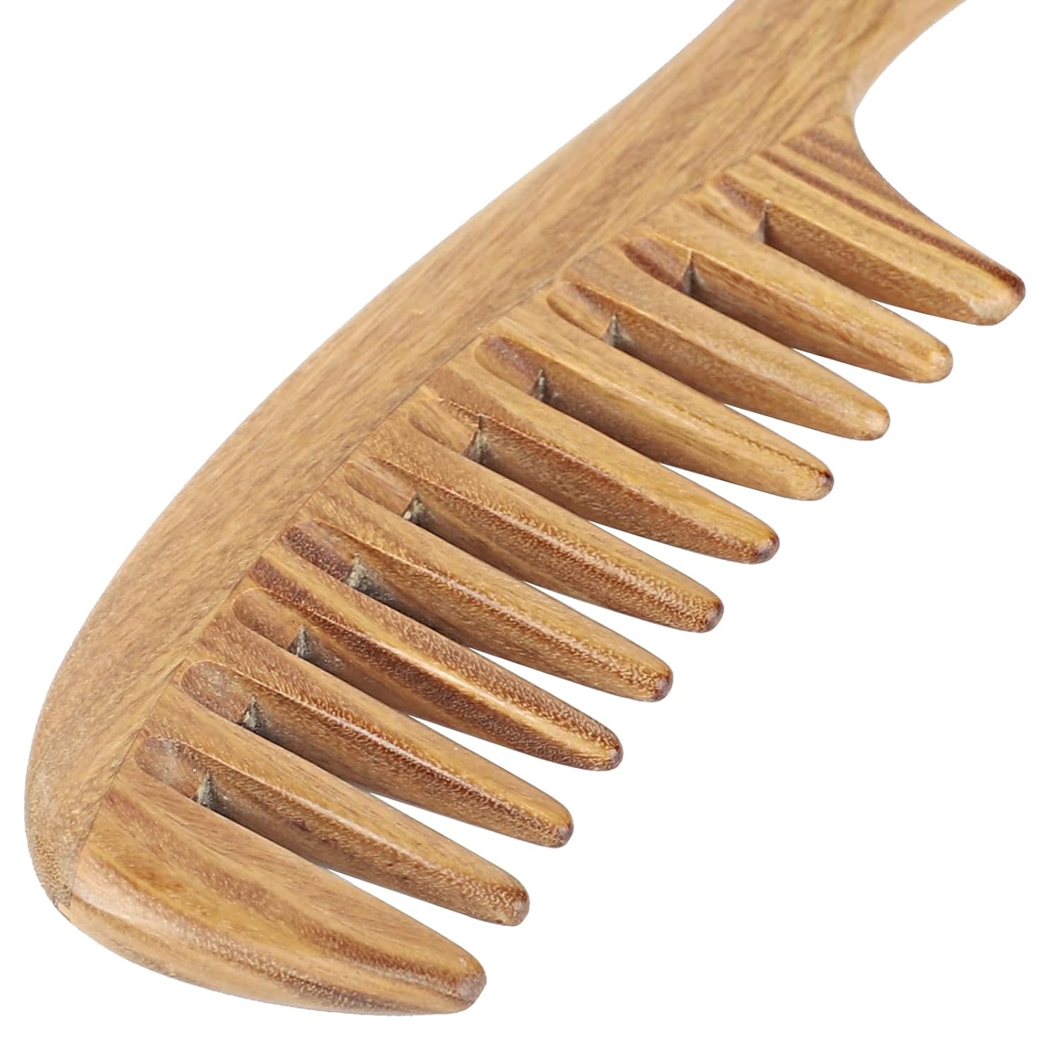 Handmade Green Sandalwood Wide Tooth Hair Comb – Anti-Static Detangler