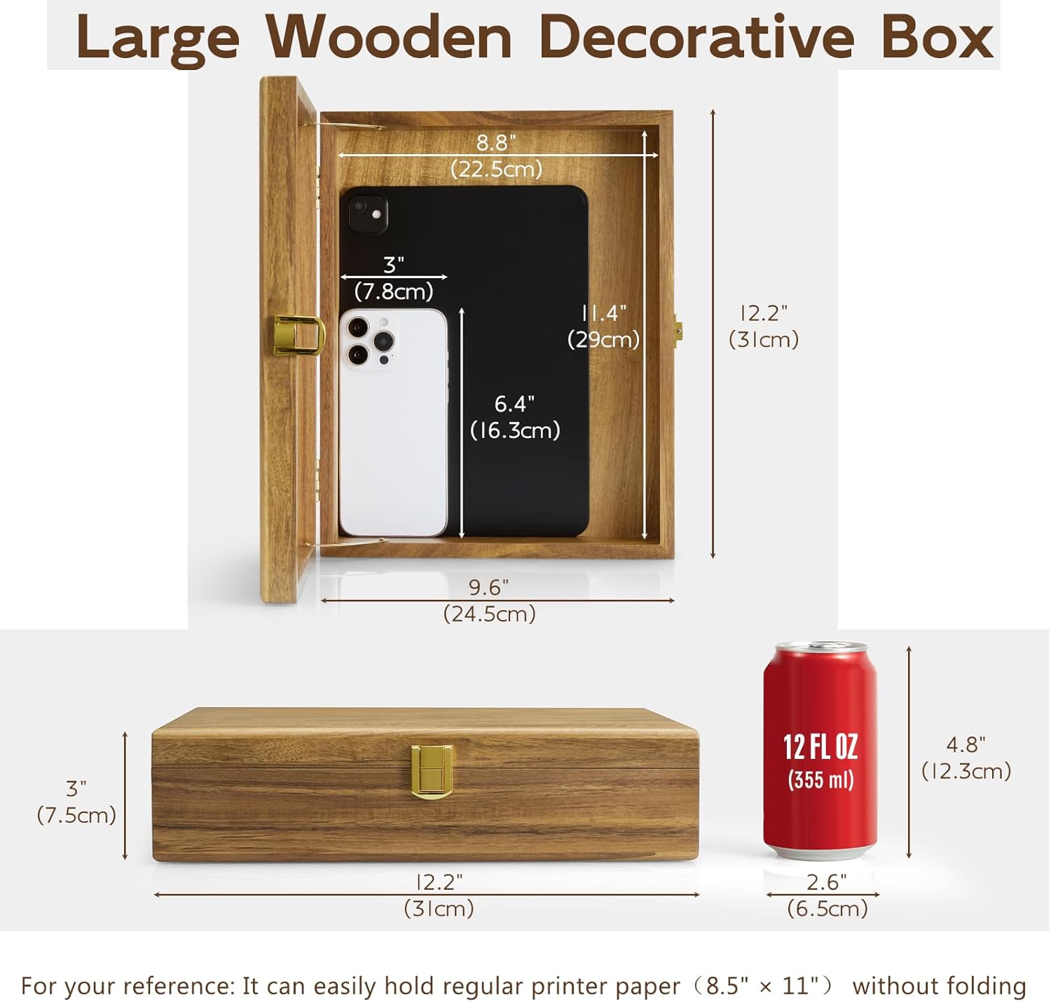 Acacia Wood Decorative Box with Lid – Small Jewelry Keepsake Box