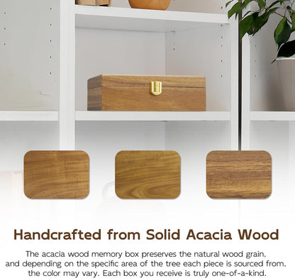 Acacia Wood Decorative Box with Lid – Small Jewelry Keepsake Box