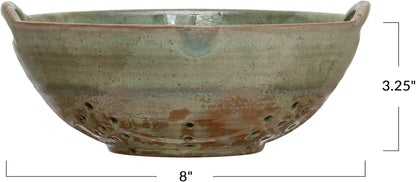 Stoneware Berry Bowl with Handles – Aqua Reactive Glaze