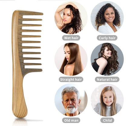 Extra Large Sandalwood Wide Tooth Detangling Comb for Thick Curly Hair