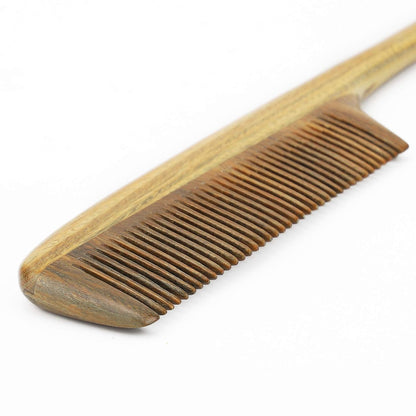 Handmade Green Sandalwood Wide Tooth Hair Comb – Anti-Static Detangler