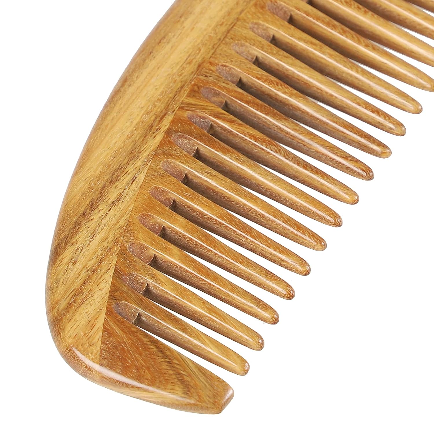 Handmade Green Sandalwood Wide Tooth Hair Comb – Anti-Static Detangler