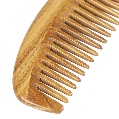 Handmade Green Sandalwood Wide Tooth Hair Comb – Anti-Static Detangler