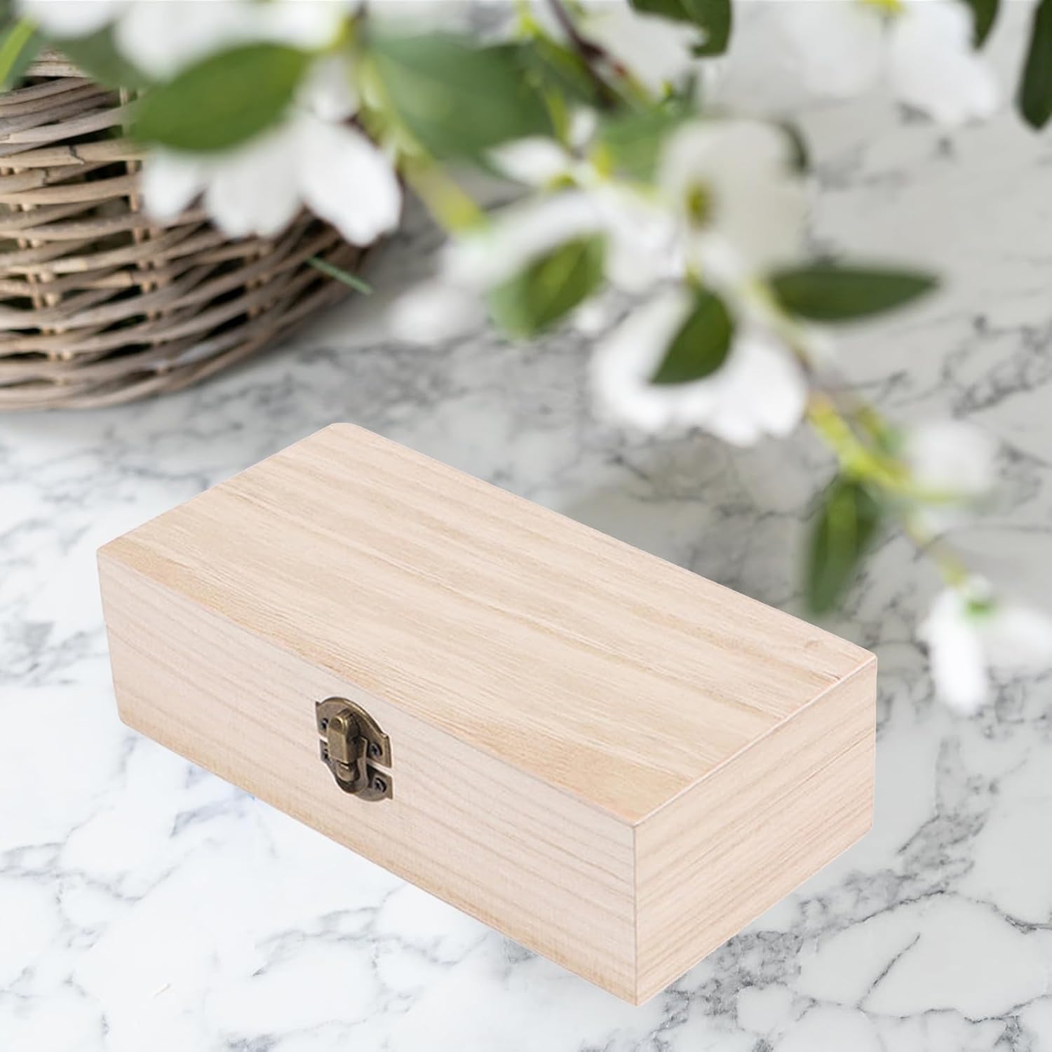 Vintage Wooden Storage Box with Lid