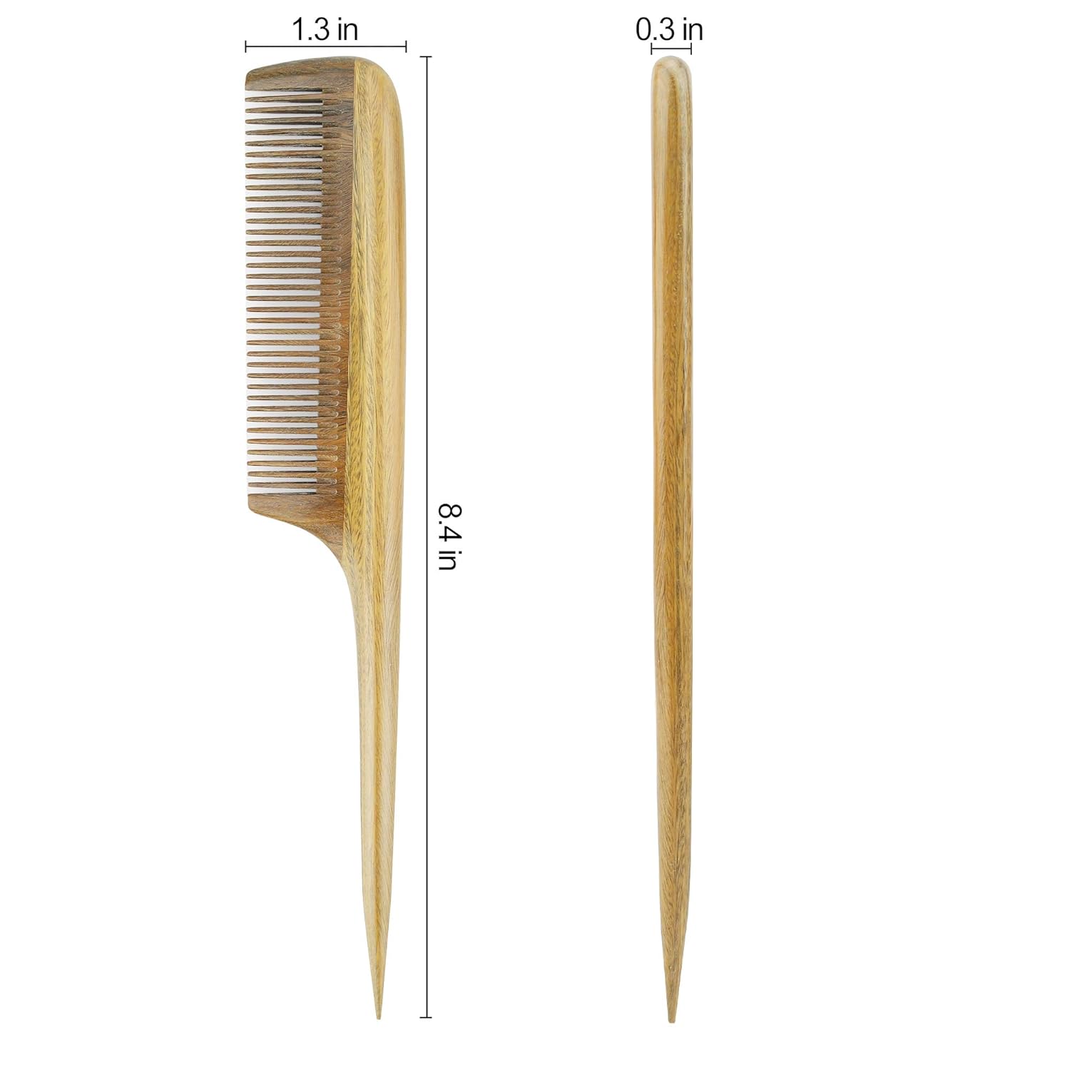Handmade Green Sandalwood Wide Tooth Hair Comb – Anti-Static Detangler