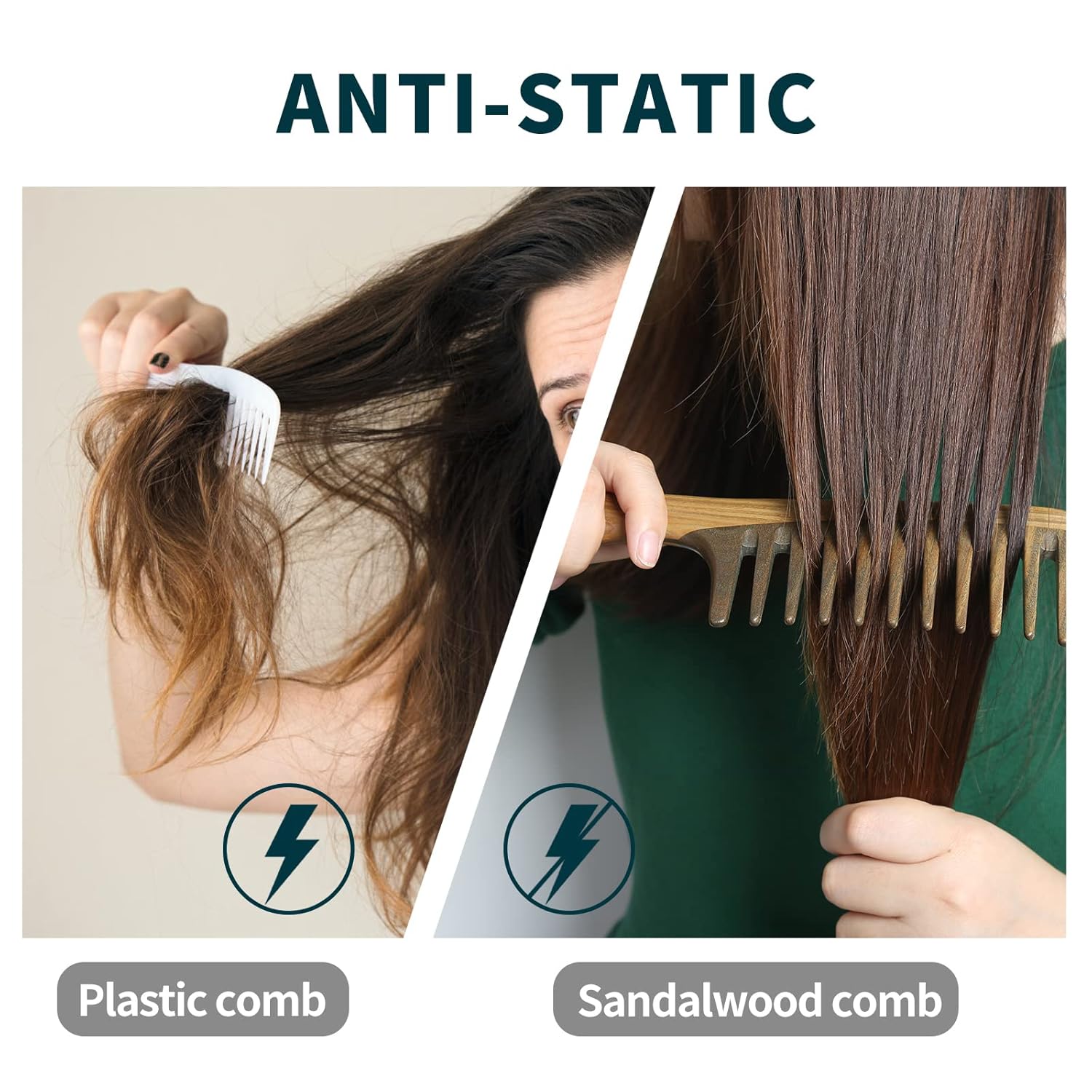 Extra Large Sandalwood Wide Tooth Detangling Comb for Thick Curly Hair