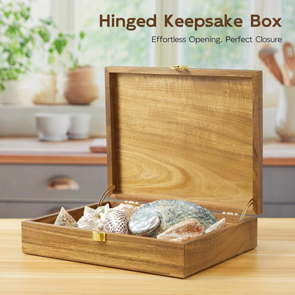 Acacia Wood Decorative Box with Lid – Small Jewelry Keepsake Box
