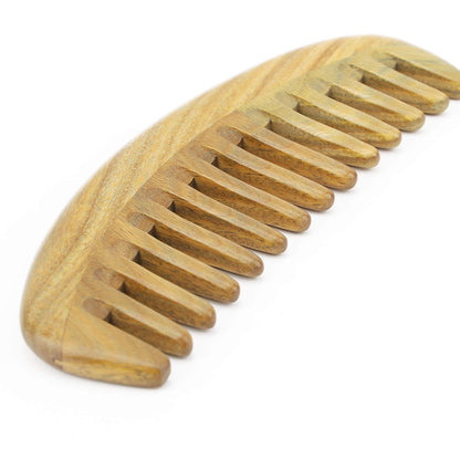 Handmade Green Sandalwood Wide Tooth Hair Comb – Anti-Static Detangler