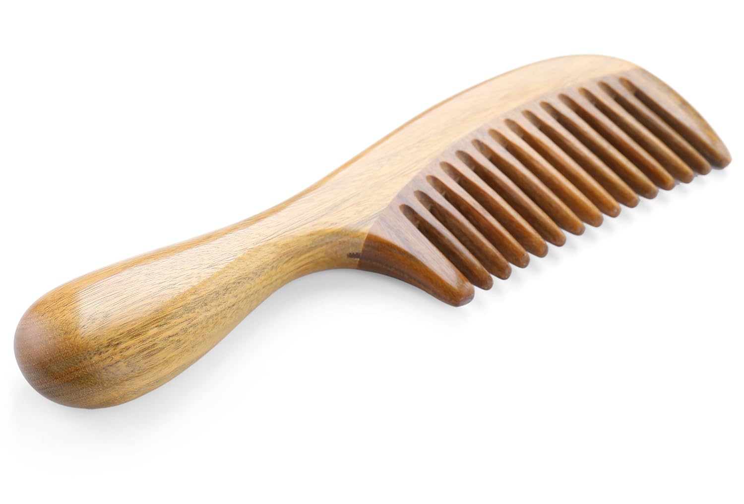 Handmade Green Sandalwood Wide Tooth Hair Comb – Anti-Static Detangler