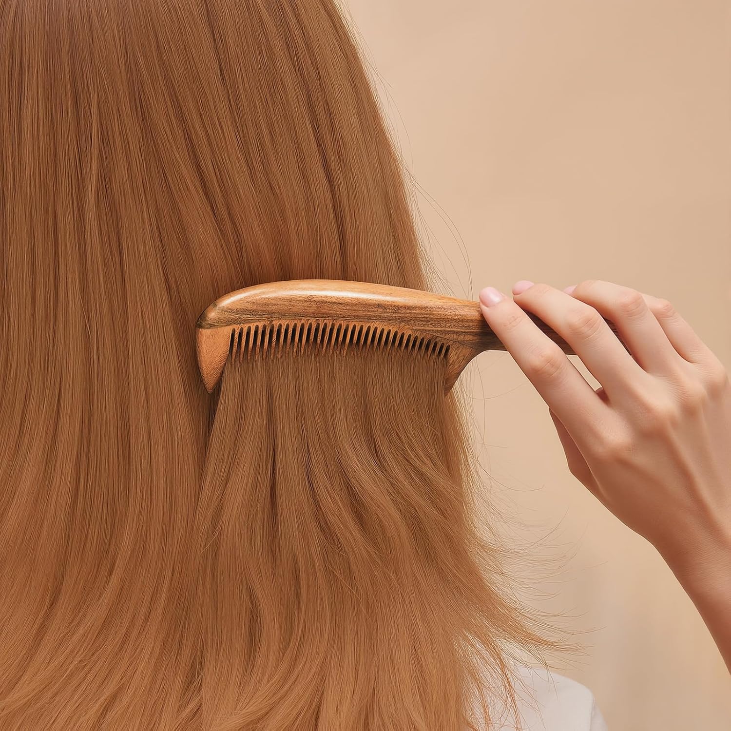 Handmade Green Sandalwood Wide Tooth Hair Comb – Anti-Static Detangler