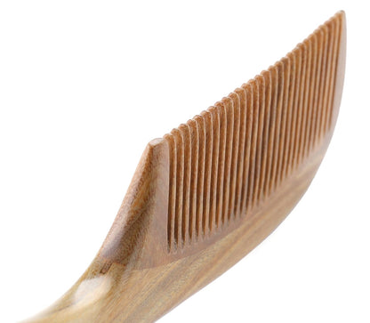 Handmade Green Sandalwood Wide Tooth Hair Comb – Anti-Static Detangler