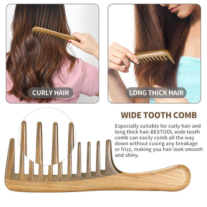 Extra Large Sandalwood Wide Tooth Detangling Comb for Thick Curly Hair