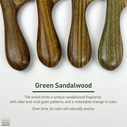 Green Sandalwood Wide Tooth Hair Comb for Detangling and Scalp Massage