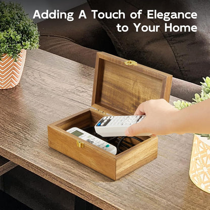 Acacia Wood Decorative Box with Lid – Small Jewelry Keepsake Box